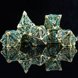 Dragonguard Hollow Metal Dice Set - Azure and Gold (ONLINE ORDER ONLY)