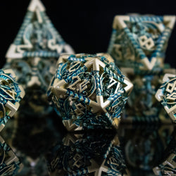 Dragonguard Hollow Metal Dice Set - Azure and Gold (ONLINE ORDER ONLY)