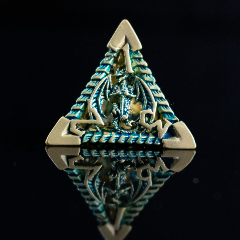 Dragonguard Hollow Metal Dice Set - Azure and Gold (ONLINE ORDER ONLY)