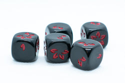 Black w/Red Falling Petals Dice 16mm D6 Flower Dice (sold per die) (Online Only)