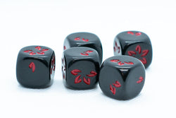 10-Pack Black w/Red Falling Petals Dice 16mm D6 Flower Dice (Online Only)