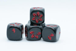 10-Pack Black w/Red Falling Petals Dice 16mm D6 Flower Dice (Online Only)