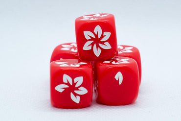 10-Pack Red w/White Falling Petals Dice 16mm D6 Flower Dice (Online Only)