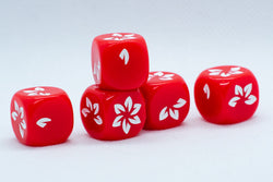 Red w/White Falling Petals Dice 16mm D6 Flower Dice (sold per die) (Online Only)