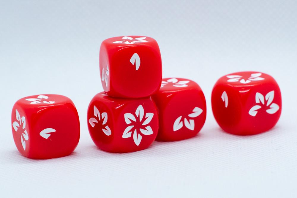 10-Pack Red w/White Falling Petals Dice 16mm D6 Flower Dice (Online Only)