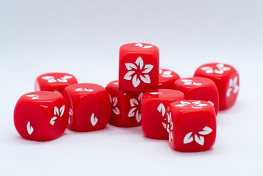 10-Pack Red w/White Falling Petals Dice 16mm D6 Flower Dice (Online Only)