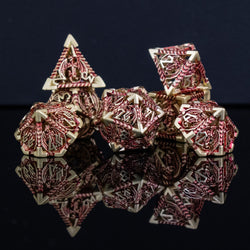 Dragonguard Hollow Metal Dice Set - Crimson and Gold (ONLINE ORDER ONLY)