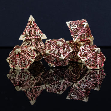 Dragonguard Hollow Metal Dice Set - Crimson and Gold (ONLINE ORDER ONLY)