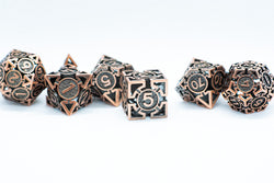 Rustic Copper Deadly Arrow Dice | 7-Dice RPG Set High Visibility (Online Only)