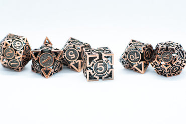 Rustic Copper Deadly Arrow Dice | 7-Dice RPG Set High Visibility (Online Only)
