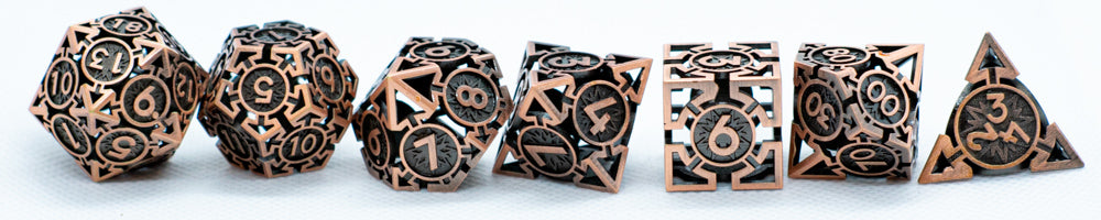 Rustic Copper Deadly Arrow Dice | 7-Dice RPG Set High Visibility (Online Only)