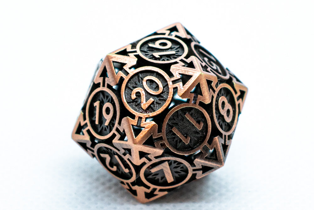 Rustic Copper Deadly Arrow Dice | 7-Dice RPG Set High Visibility (Online Only)