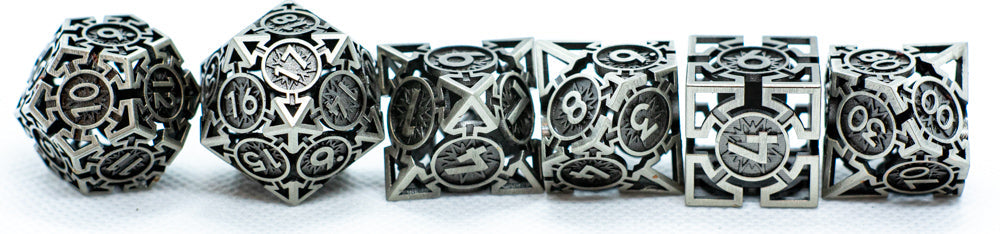 Iron Grey Deadly Arrow Dice | 7-Dice RPG Set High Visibility (Online Only)