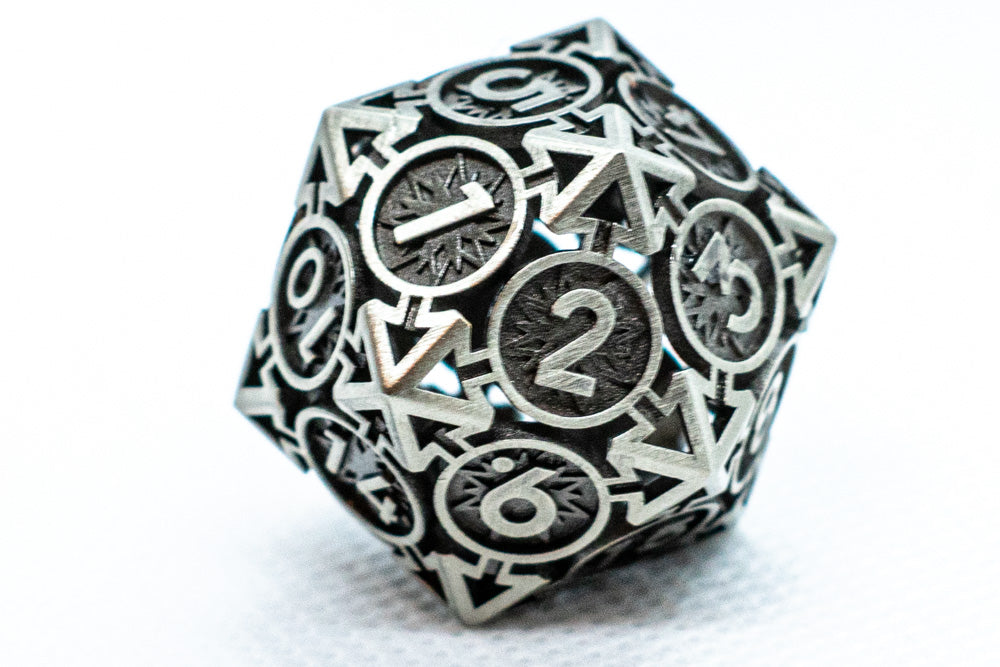 Iron Grey Deadly Arrow Dice | 7-Dice RPG Set High Visibility (Online Only)