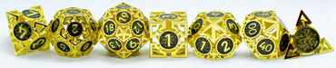 Gold w/Black Deadly Arrow Dice | 7-Dice RPG Set High Visibility (Online Only)