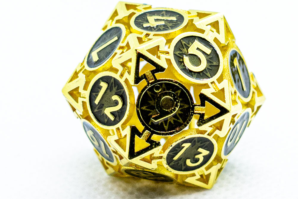 Gold w/Black Deadly Arrow Dice | 7-Dice RPG Set High Visibility (Online Only)