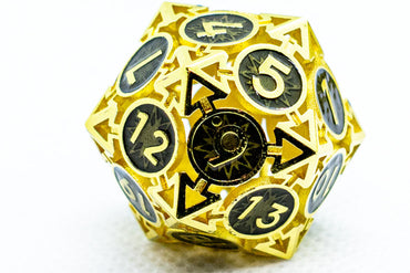 Single d6/d20 Shiny Gold w/Black Deadly Arrow Dice (Online Only)