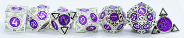 Guardian Silver w/Purple Deadly Arrow Dice | 7-Dice RPG Set High Visibility (Online Only)