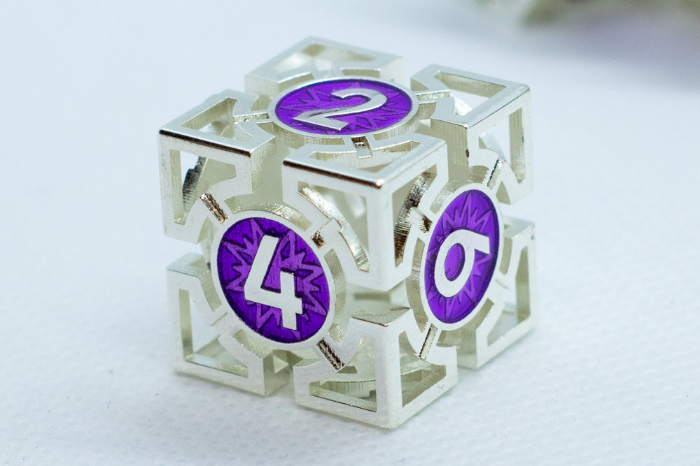 Guardian Silver w/Purple Deadly Arrow Dice | 7-Dice RPG Set High Visibility (Online Only)