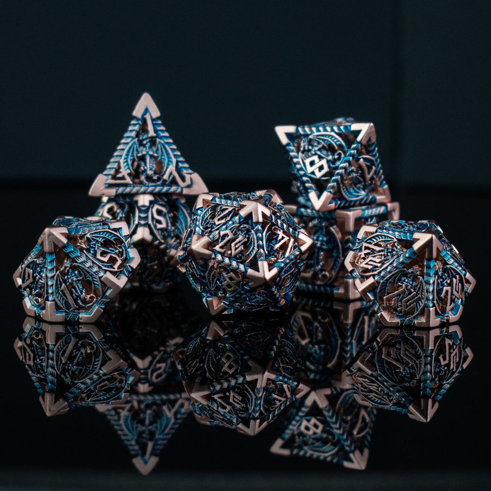 Dragonguard Hollow Metal Dice Set - Cobalt and Bronze (ONLINE ORDER ONLY)