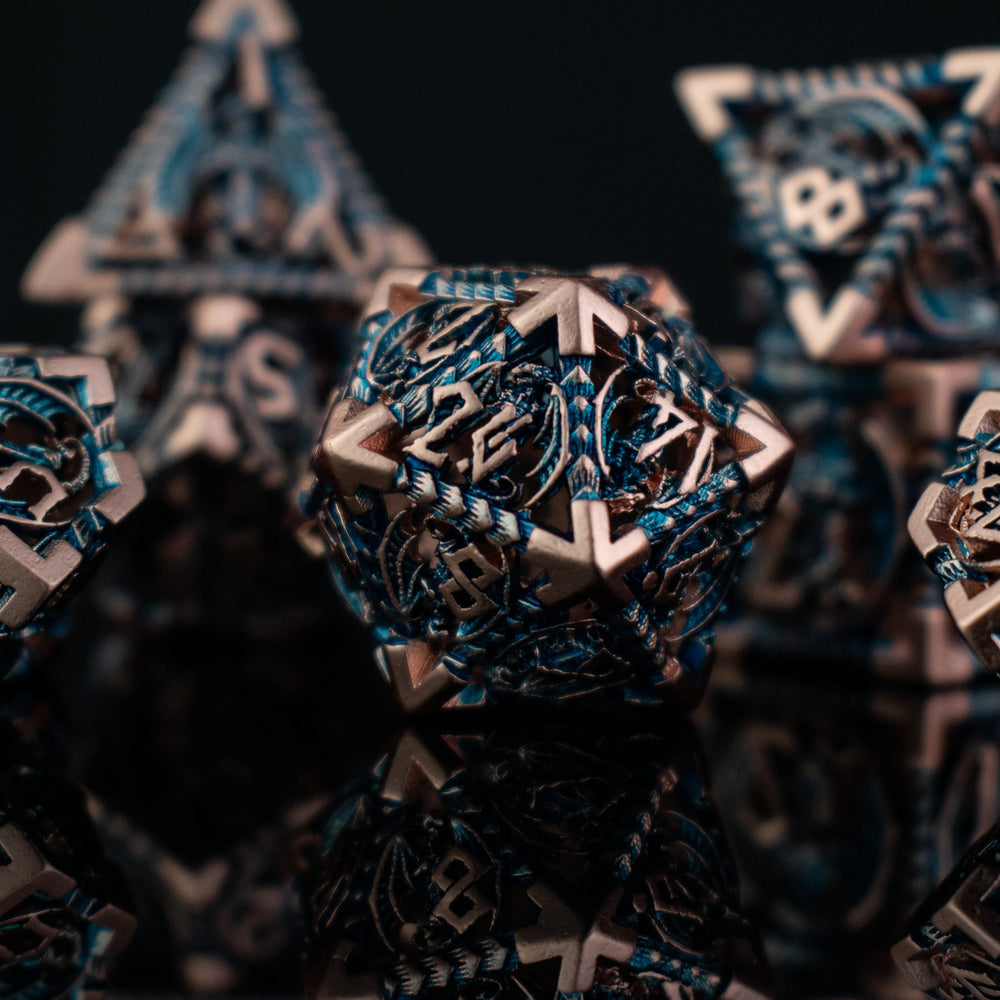 Dragonguard Hollow Metal Dice Set - Cobalt and Bronze (ONLINE ORDER ONLY)