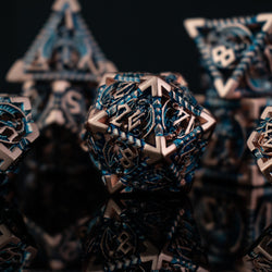 Dragonguard Hollow Metal Dice Set - Cobalt and Bronze (ONLINE ORDER ONLY)