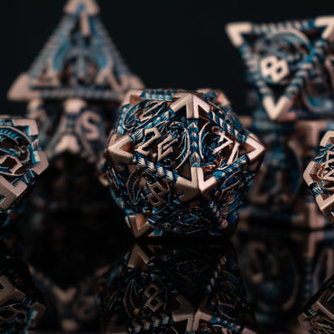 Dragonguard Hollow Metal Dice Set - Cobalt and Bronze (ONLINE ORDER ONLY)