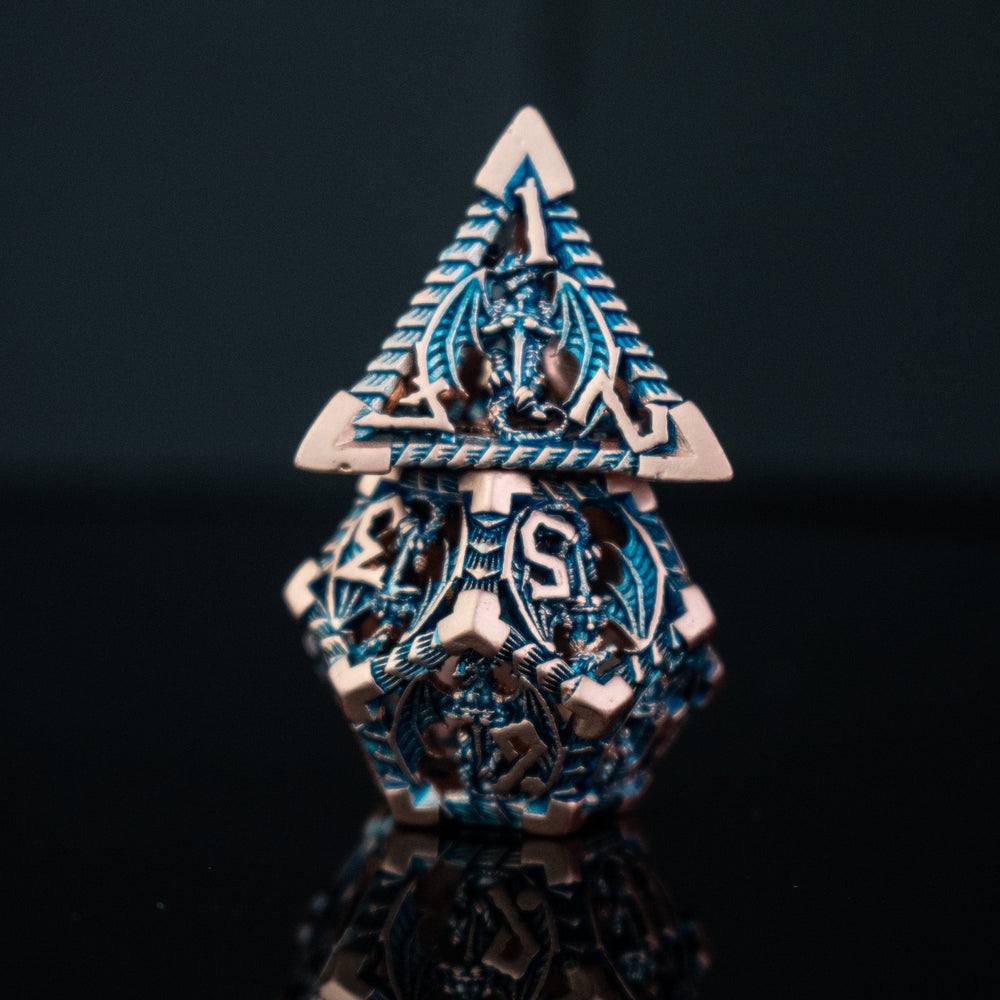 Dragonguard Hollow Metal Dice Set - Cobalt and Bronze (ONLINE ORDER ONLY)