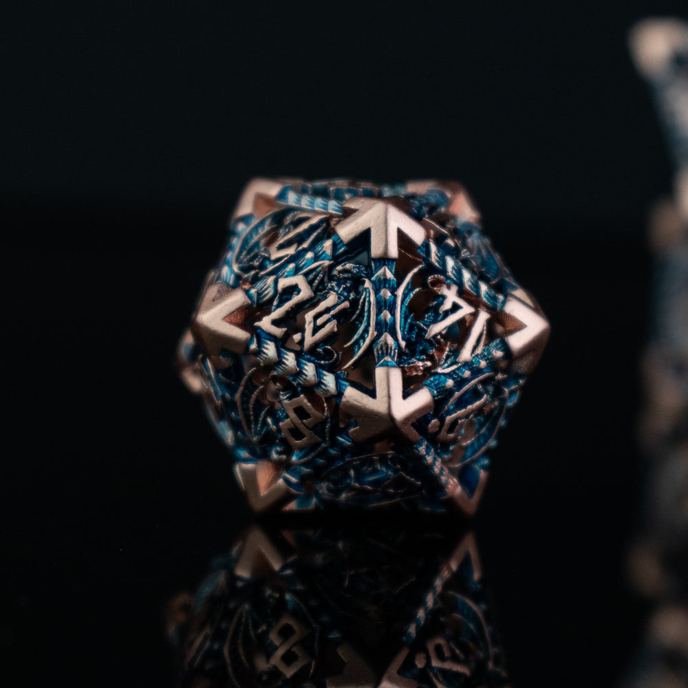 Dragonguard Hollow Metal Dice Set - Cobalt and Bronze (ONLINE ORDER ONLY)