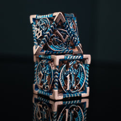 Dragonguard Hollow Metal Dice Set - Cobalt and Bronze (ONLINE ORDER ONLY)