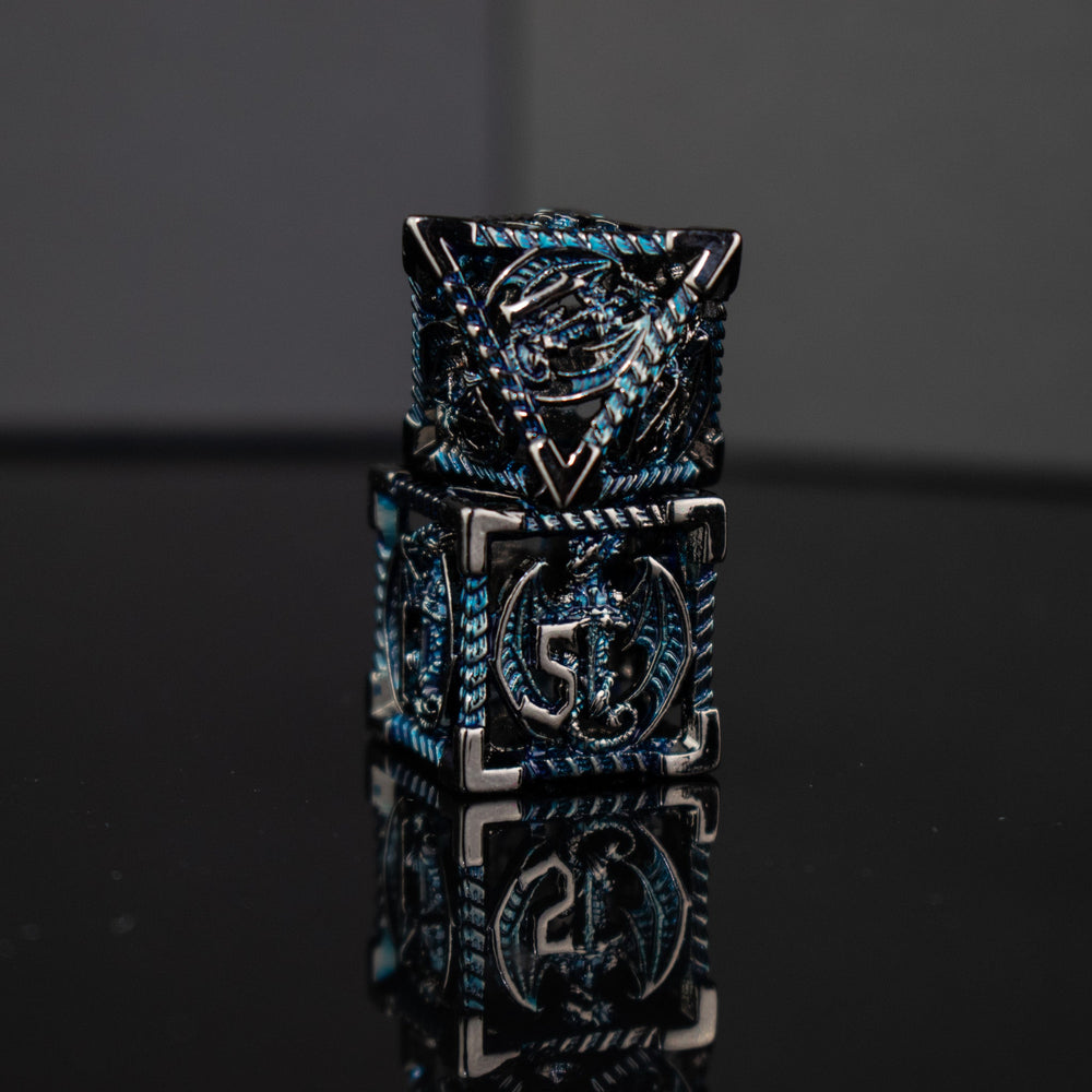 Dragonguard Hollow Metal Dice Set - Cobalt and Shadow (ONLINE ORDER ONLY)