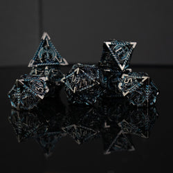 Dragonguard Hollow Metal Dice Set - Cobalt and Shadow (ONLINE ORDER ONLY)