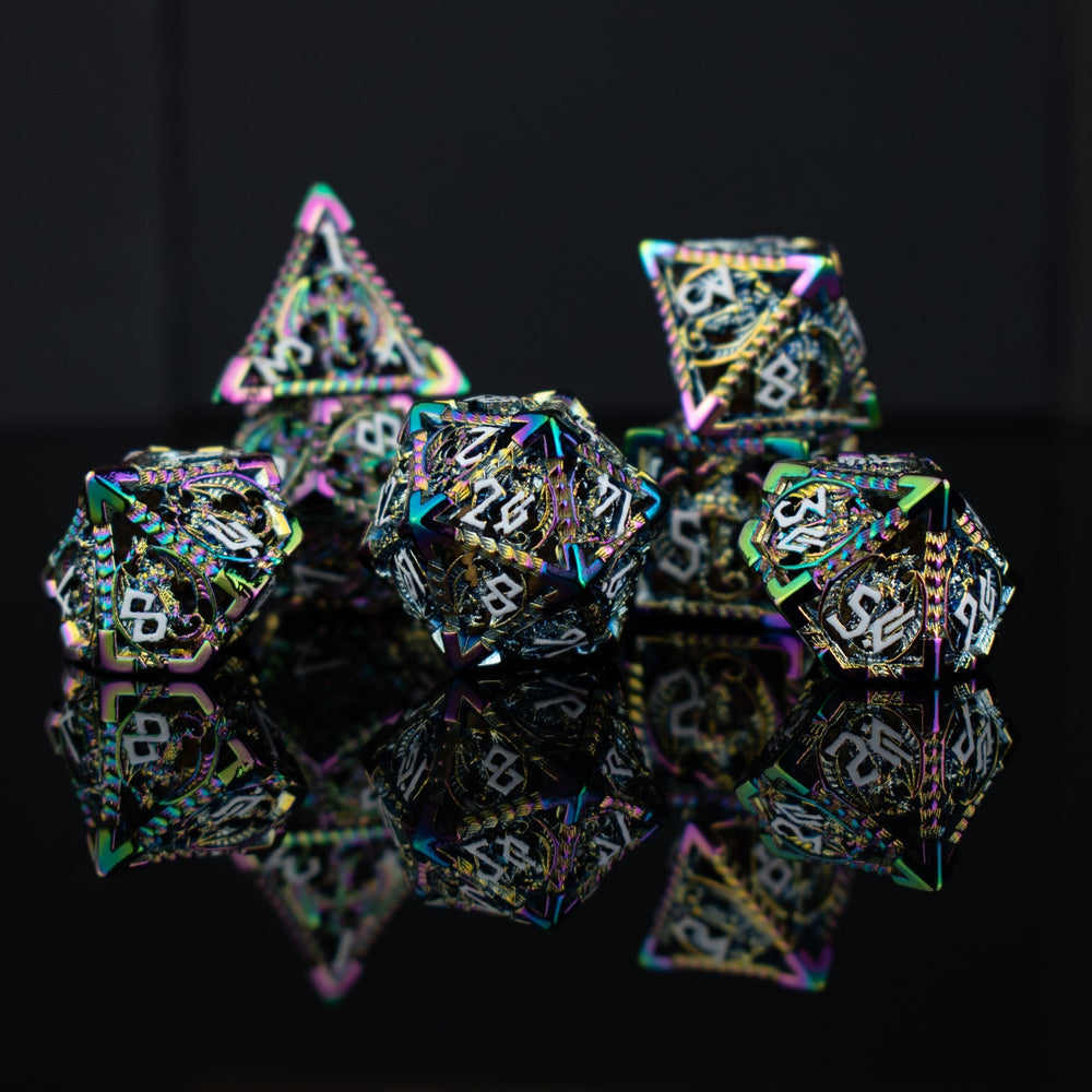 Dragonguard Hollow Metal Dice Set - Iridescent (ONLINE ORDER ONLY)