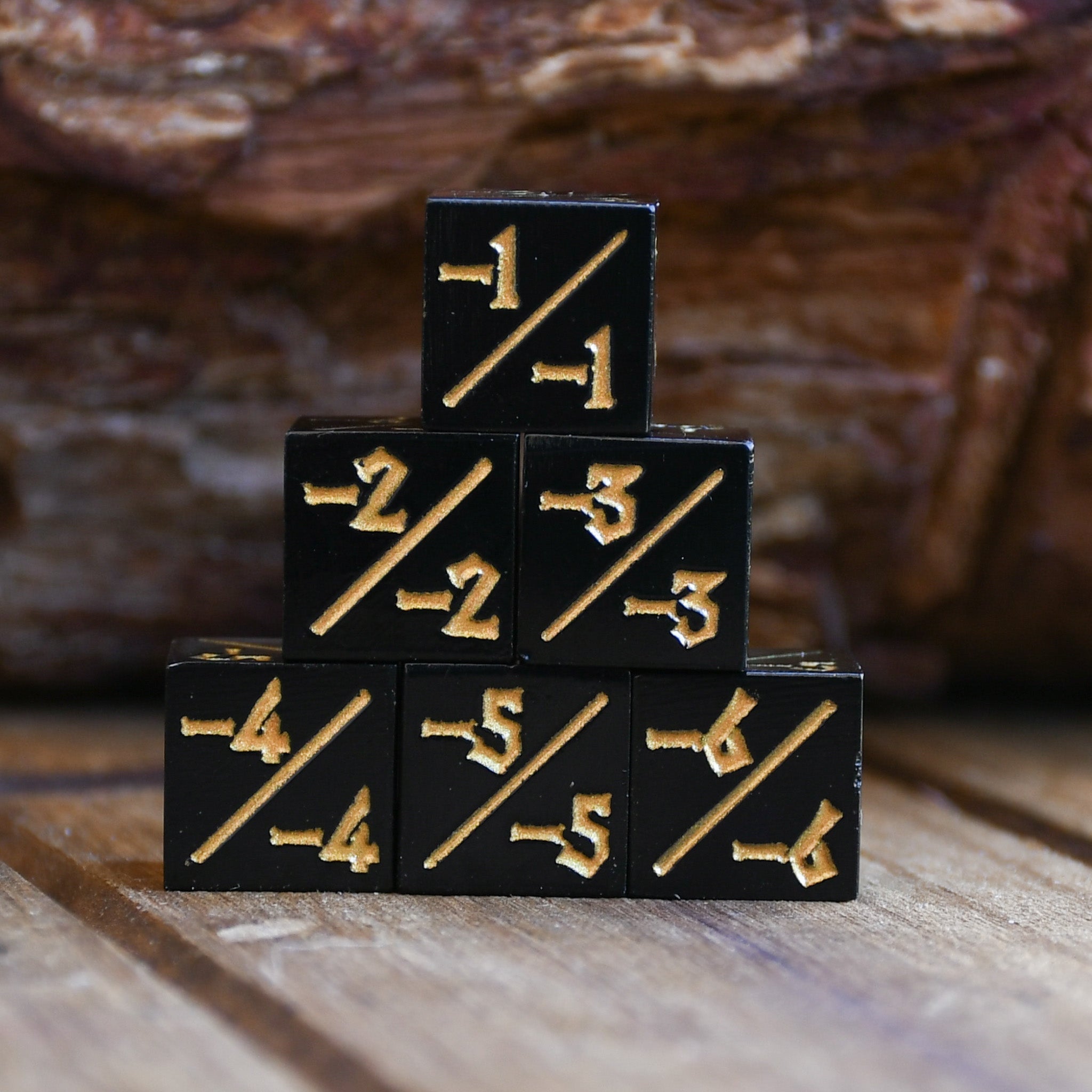 -1/-1 Counter Dice- Black, 6ct. (ONLINE ORDER ONLY)