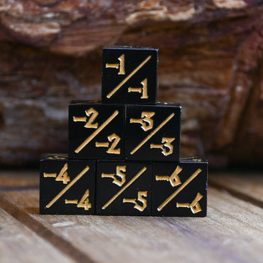 -1/-1 Counter Dice- Black, 6ct. (ONLINE ORDER ONLY)