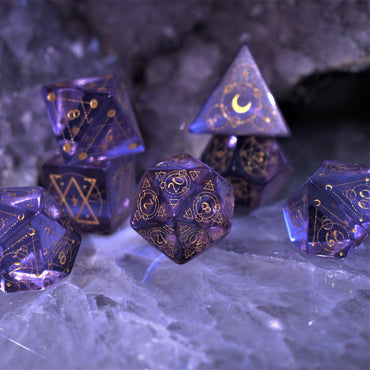 Spellcaster Purple Glass Dice Set (ONLINE ORDER ONLY)
