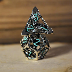 Legends of Valhalla - Silver and Blue Hollow Metal Dice Set (ONLINE ORDER ONLY)