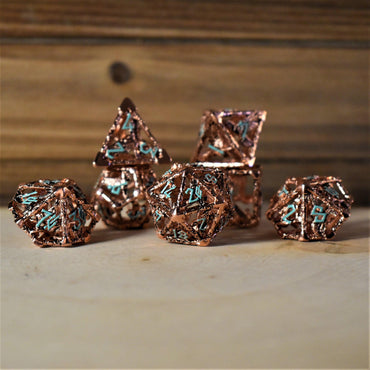 Legends of Valhalla - Copper and Blue Hollow Metal Dice Set (ONLINE ORDER ONLY)