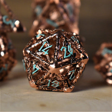 Legends of Valhalla - Copper and Blue Hollow Metal Dice Set (ONLINE ORDER ONLY)