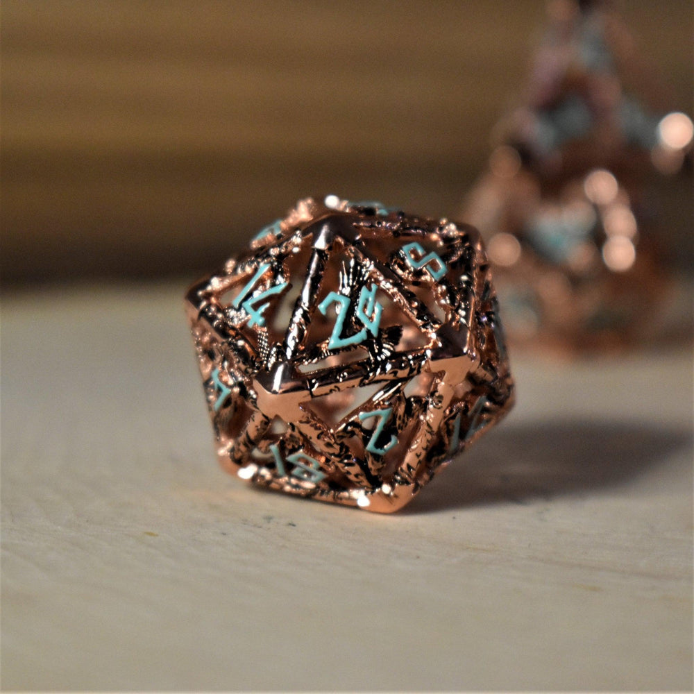 Legends of Valhalla - Copper and Blue Hollow Metal Dice Set (ONLINE ORDER ONLY)
