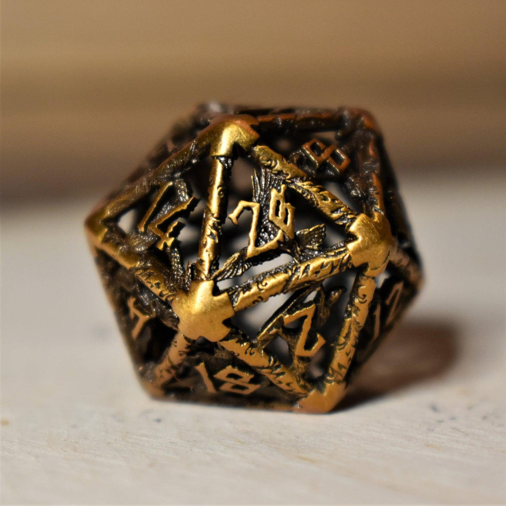 Legends of Valhalla - Golden Brass Hollow Metal Dice Set (ONLINE ORDER ONLY)