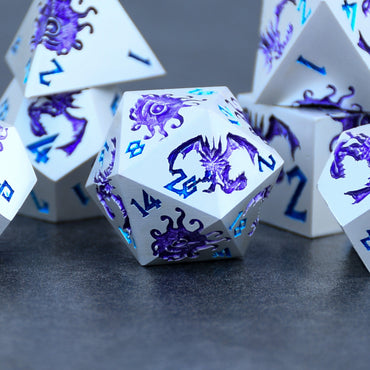 Monster Manual Dice - Silver and Purple (ONLINE ORDER ONLY)