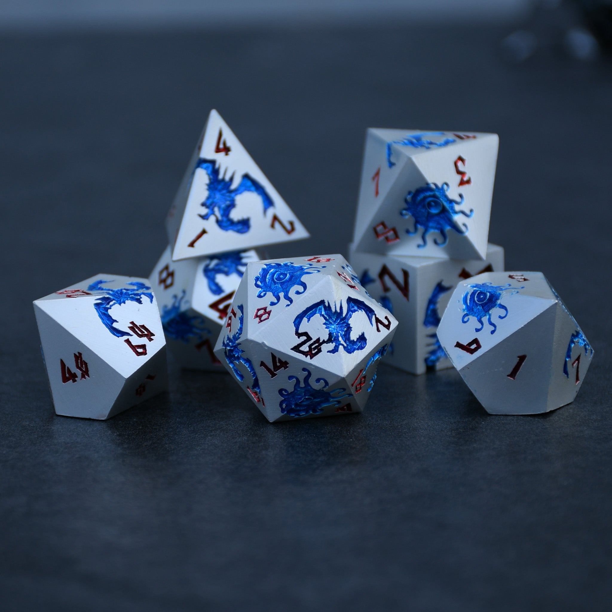 Monster Manual Dice - Silver and Blue (ONLINE ORDER ONLY)