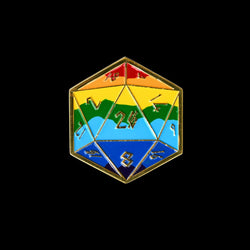 Pride and Gold Rainbow D20 Pin (ONLINE ORDER ONLY)