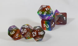 Translucent Rainbow Aurora Poly Dice Set Red Yellow Green Blue (7) New RPG DnD (Online Only)