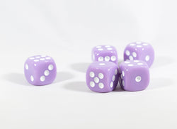 Light Purple Lavender Opaque Dice 16mm 6-Sided RPG Magic D&D Unique with White Pips Rolls (per die) (Online Only)
