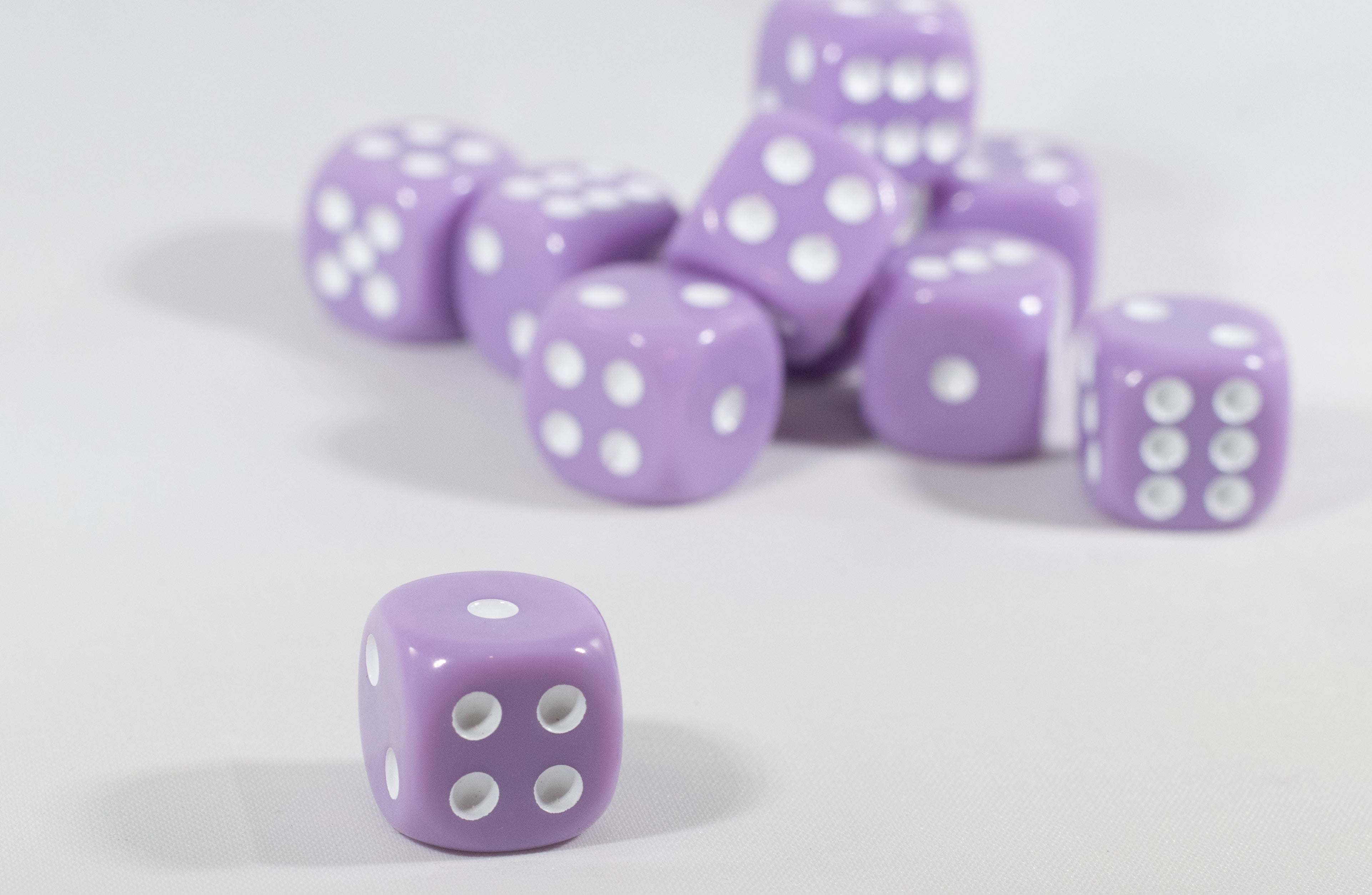 Light Purple Lavender Opaque Dice 16mm 6-Sided RPG Magic D&D Unique with White Pips Rolls (per die) (Online Only)