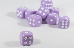 Light Purple Lavender Opaque Dice 16mm 6-Sided RPG Magic D&D Unique with White Pips Rolls (per die) (Online Only)