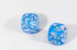 OOP Rare 20mm Blue Mother Of Pearl New RPG DnD with Silver Pips 2 Pack (2) Die (Online Only)