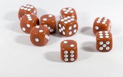 Brown Opaque Dice Set 16mm 6-Sided RPG Magic D&D Unique with White Pips Rolls (Online Only)